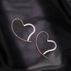 Faux Pearl Heart Hoop Earring 1 Pair - A239 - As Shown In Figure - One Size