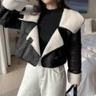 Fleece-lined Faux-leather Crop Jacket