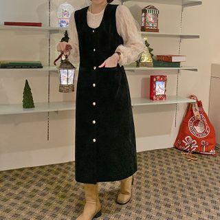 Plain Blouse / Overall Midi A-line Dress