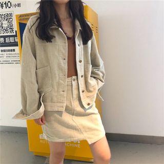 Set: Corduroy High-waist Skirt + Jacket