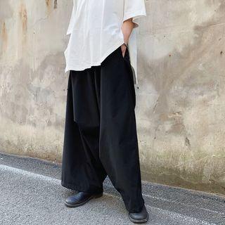 Asymmetric Harem Pants Black - One Size