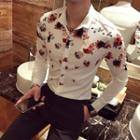 Print Silm-fit Long Sleeve Shirt