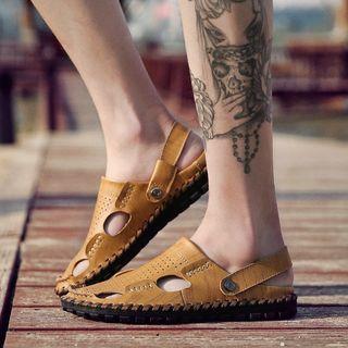 Cut Out Genuine Leather Sandals