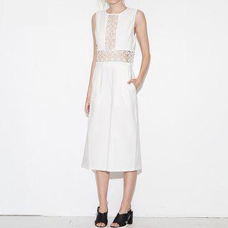 Lace Panel Plain Jumpsuit