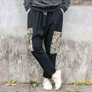 Drawstring Patterned-pockets Pants
