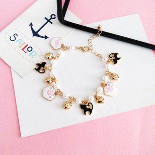 Alloy Cat & Paw Bracelet One Piece - Bracelet - Cat - One Size