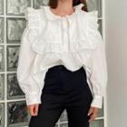 Puff Sleeve Doll Collar Loose-fit Blouse