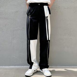 Color Block Zip Accent Pants