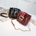 Faux Pearl Faux Leather Crossbody Bag