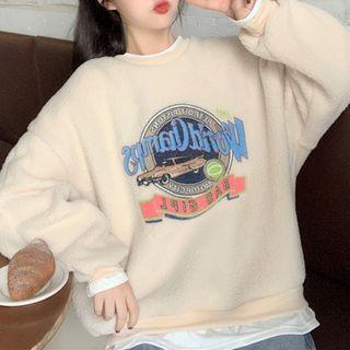 Mock Two Piece Fleece Printed Sweatshirt