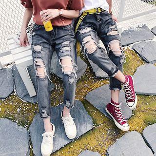 Couple Matching Rip Cropped Jeans