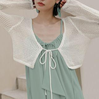 Tie-strap Cropped Cardigan Off-white - One Size