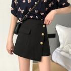 Button-up Asymmetric Mini A-line Skirt