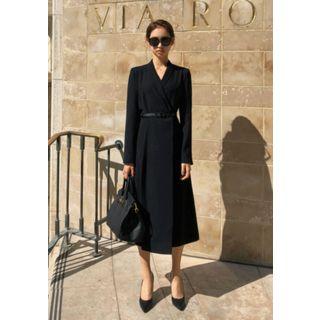 Shawl-collar Wrap Dress & Belt