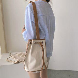 Contrast-trim Bucket Bag With Strap