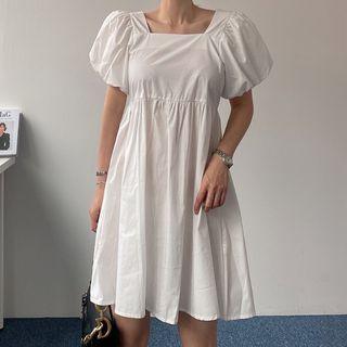Puff Sleeve Square Neck Mini Dress