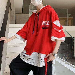 Elbow-sleeve Mock Two Piece Hoodie