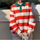 Striped Polo Sweatshirt Stripe - One Size