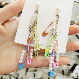 Faux Pearl Pin Dangle Earring 1 Pair - As Shown In Figure - One Size