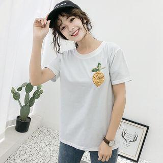 Short-sleeve Sequin Lemon T-shirt