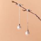 Rhinestone Faux Pearl Sterling Silver Dangle Earring 1 Pair - Silver - One Size