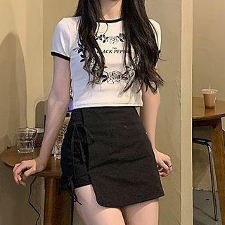 A-line Skort / Short-sleeve Print T-shirt