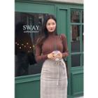 Plaid H-line Long Skirt & Sash