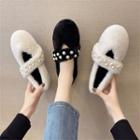 Faux Pearl Fluffy Mary Jane Shoes