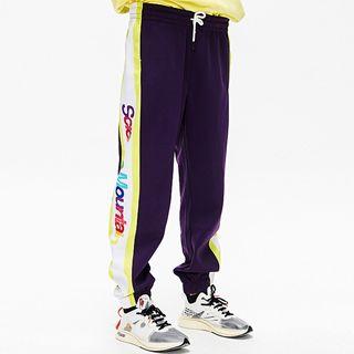 Couple Matching Contrast-trim Lettering Jogger Pants