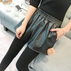Pom Pom Faux Leather Shorts