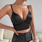 Straps Plain Satin Cropped Camisole Top
