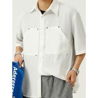 Elbow-sleeve Rivet Shirt