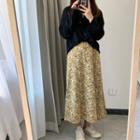 Floral Print A-line Skirt Floral - Yellow - One Size