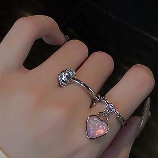 Heart Charm Open Ring / Ring / Set
