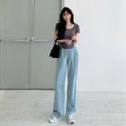 Short-sleeve Top / High-waist Wide-leg Pants