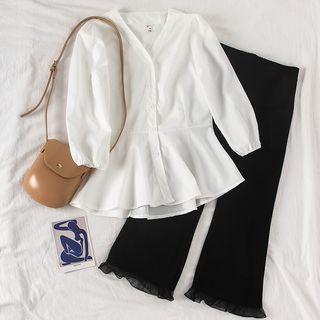 Bell Sleeve Blouse / Wide Leg Pants