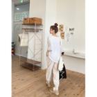 Short-sleeve V-neck Napped T-shirt
