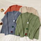 Colored Button V-neck Long-sleeve Cardigan