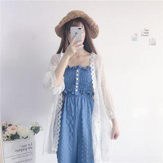 Open Front Jacket / Shirred Camisole Top / High Waist Wide-leg Pants / Set