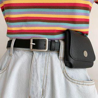 Faux Leather Belt Bag Black - 105cm