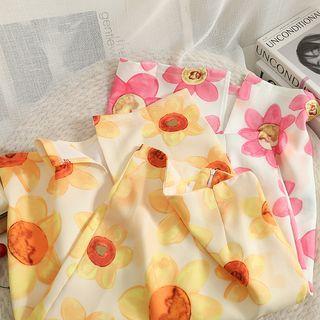 Flower-print Midi Pencil Skirt