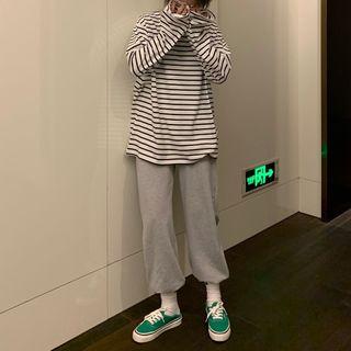 Long Sleeve Striped Tee / Sweatpants