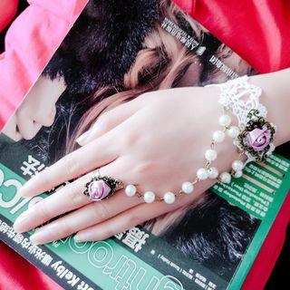 Beaded Lace Bracelet White - One Size