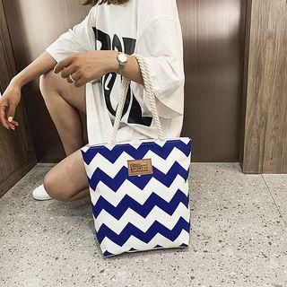 Wavy Print Canvas Tote Bag
