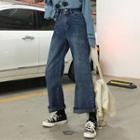 High Waist Wide-leg Jeans / Cropped Distressed Straight-cut Jeans
