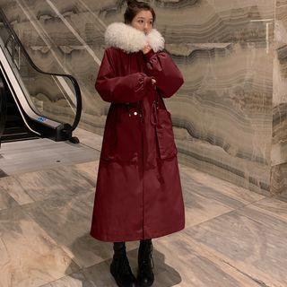 Furry Trim Midi Zip Coat