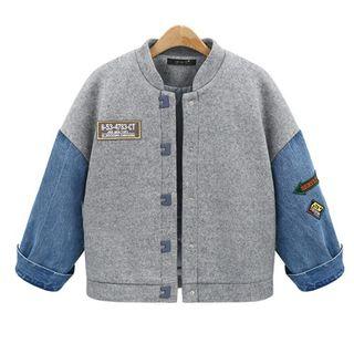 Denim Panel Baseball Jacket