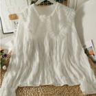 Ruffle-trim Peter Pan-collar Loose Lace Shirt
