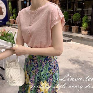 Lace-trim Seam-trim T-shirt