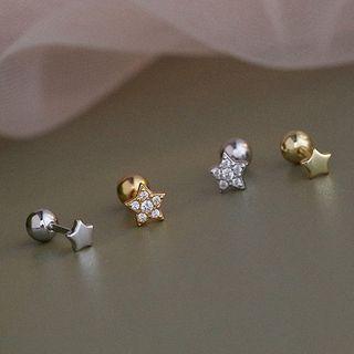 Star Rhinestone / Polished Sterling Silver Earring